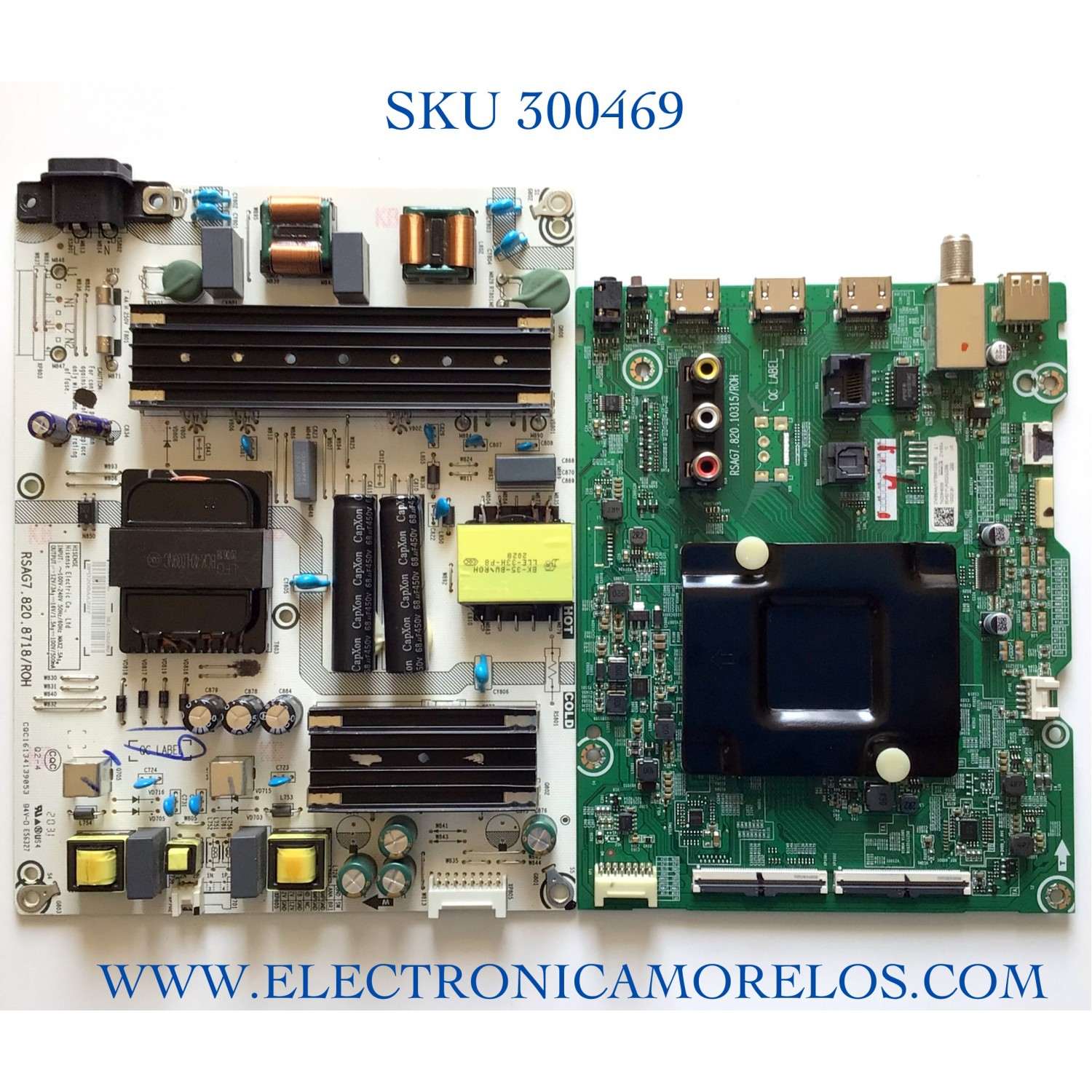 KIT DE TARJETAS PARA TV ONN NUMERO DE PARTE MAIN 274366 / RSAG7.820.10315/ROH / 3TE65G202195 / TM209H6058 / G202176 / 274365 / FUENTE 268696 / RSAG7.820.8718/ROH / PANEL HD650Y1U71-T0L3/S0/GM/ROH / MODELO 100021261